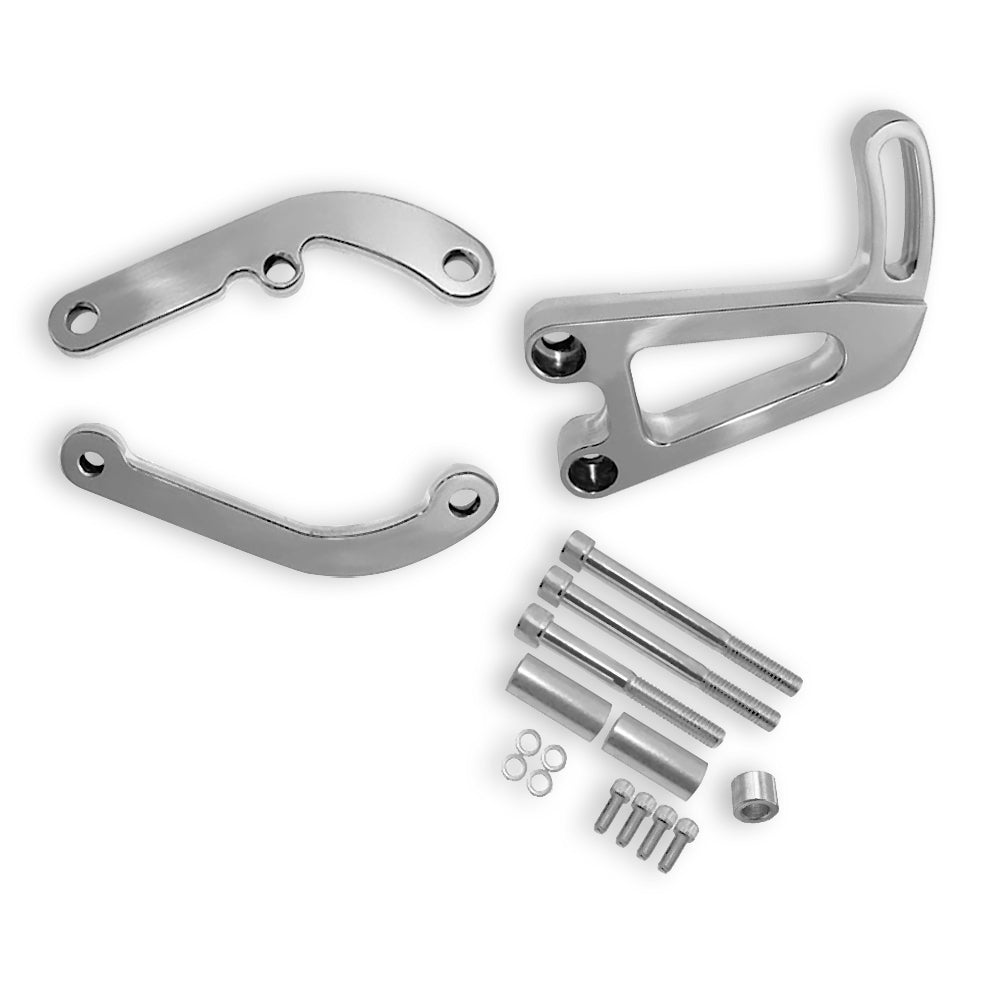 Alternator & Power Steering Brackets For SBC Chevy LWP Long Water Pump Polished