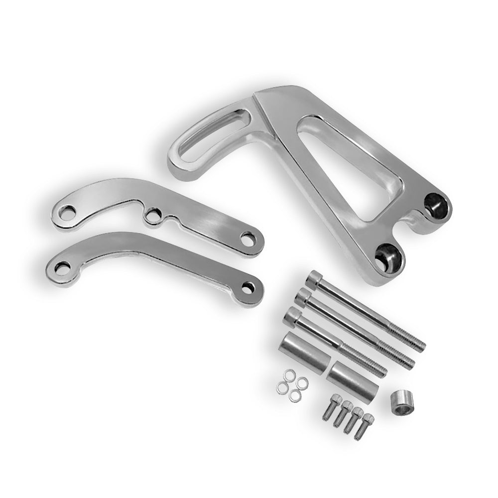 Alternator & Power Steering Brackets For SBC Chevy LWP Long Water Pump Polished