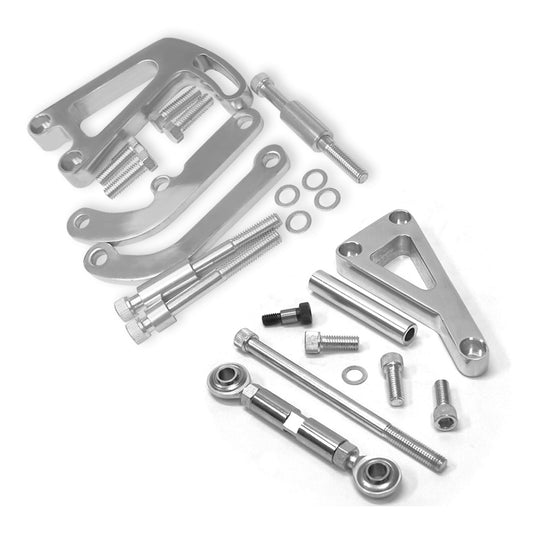 Alternator & Power Steering Brackets For SBC Chevy LWP Long Water Pump Polished