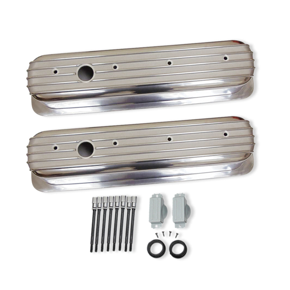 Chevy 350 Retro Half/Partial Finned Vortec & TBI Valve Covers Air Cleaner Dress Up Kit