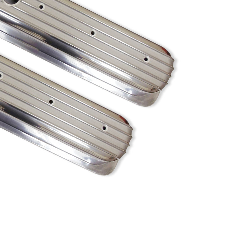 Polished Finned Valve Covers For Chevy 350 & Full Finned 15" Air Cleaner Dress Up Kit with Breathers