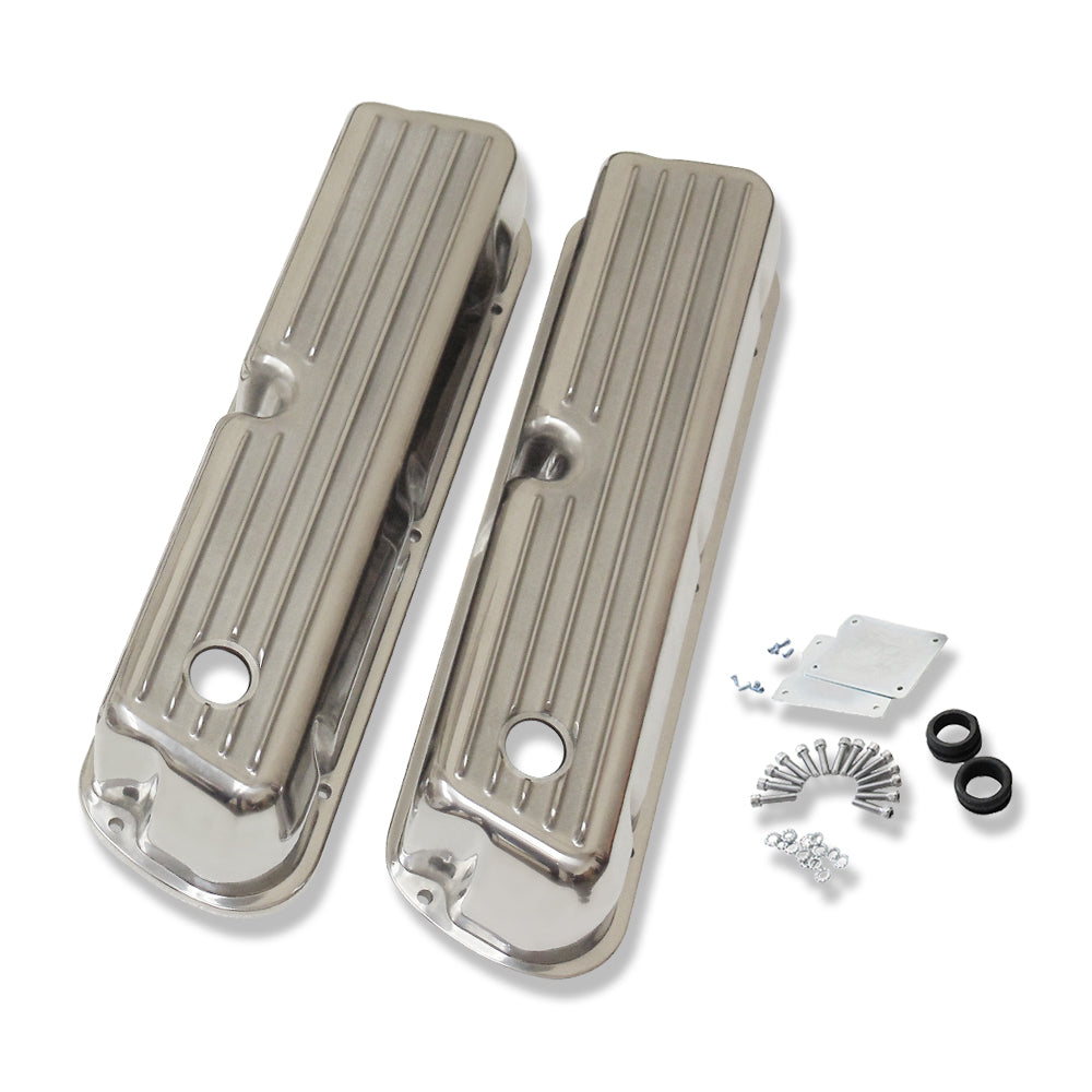 1962-1985 SBF Ford 289 302 351W Tall Finned Retro Aluminum Valve Covers Air Cleaner Kit