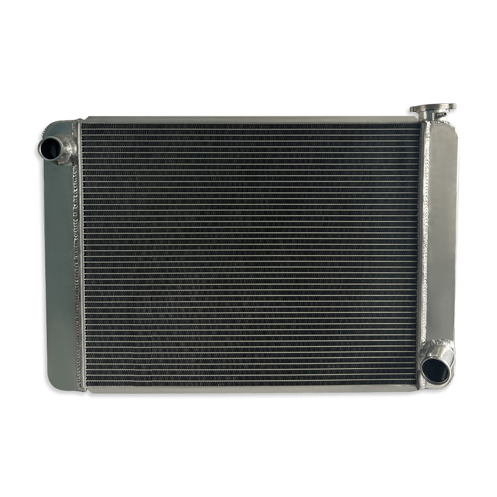Fabricated Polished Aluminum Radiator 29" x 19" x3" Overall & 12" Pull/Push 12v Silm Electric Motor Cooling Fan