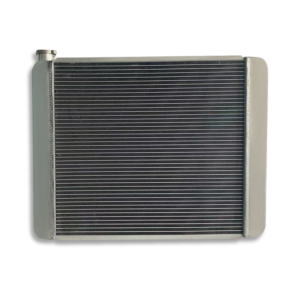 Fabricated Polished Aluminum Radiator 24" x 19" x 3" Overall For SBC BBC & Chrome 16" Electric Cooling Fan & Thermostat Switch Relay Kit