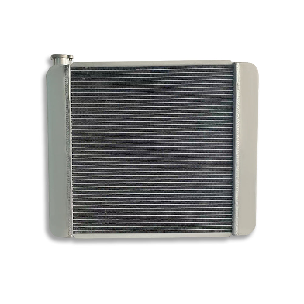 For SBC BBC Chevy GM Fabricated Polished Aluminum Radiator 22" x 19" x3" Overall & Chrome 16" Heavy Duty Cooling Fan