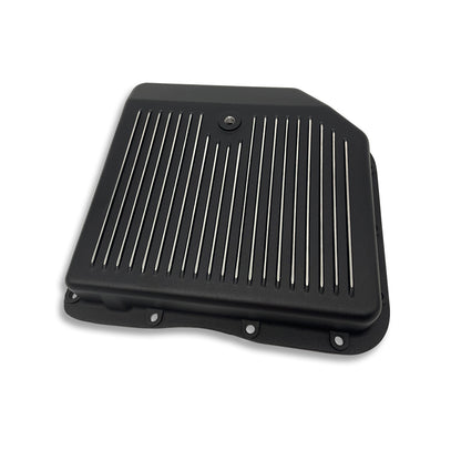 Aluminum GM Turbo 350 Finned Transmission Pan Black Includes Gasket and Hardware