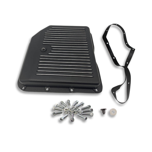 Aluminum GM Turbo 350 Finned Transmission Pan Black Includes Gasket and Hardware