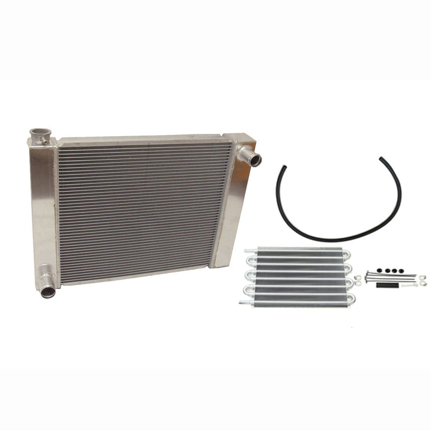 For Ford/Mopar Fabricated Aluminum Radiator 22" x 19" X 3" Overall & Transmission Oil Cooler