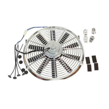 Super Electric 12" Chrome Straight Blade Reversible Cooling Fan 1577 CFM 12v